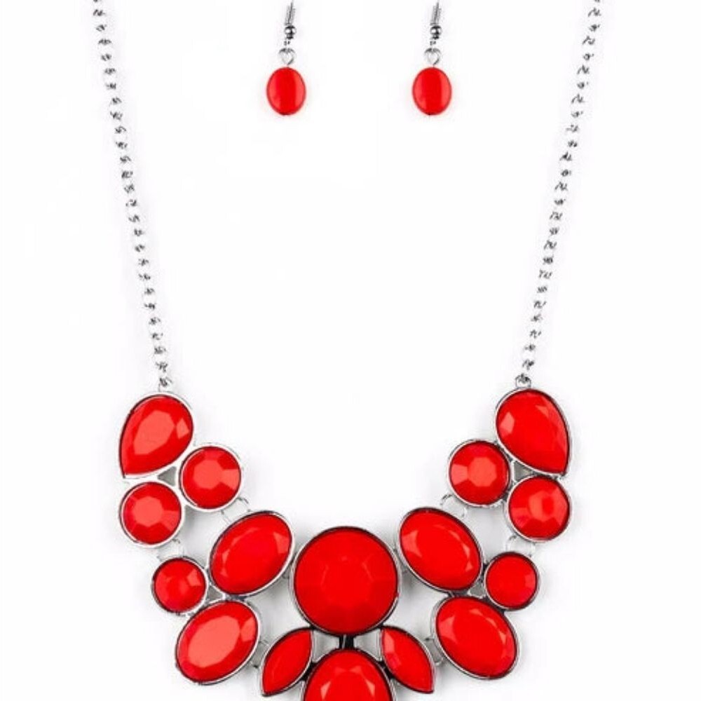 Paparazzi Demi-Diva Red Necklace and Earring Set